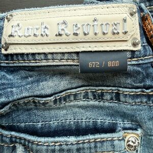 Rock Revival Distressed Blue Jeans